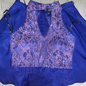 Blue two piece homecoming dress